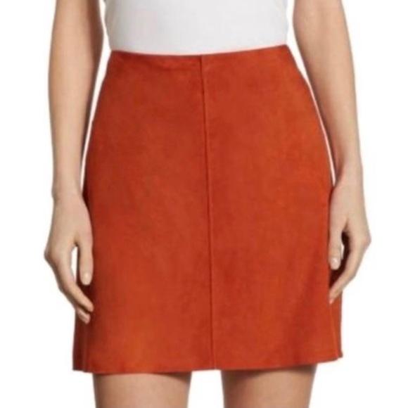 Theory Irenah Metises Lamb Suede Mini Skirt Orange Pale Marmalade 🍁 - Picture 4 of 4